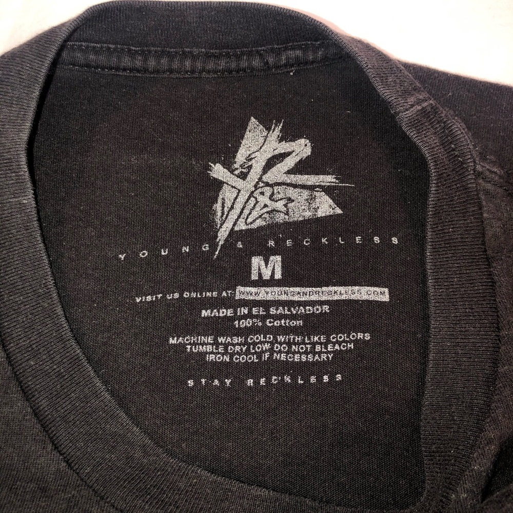 Men’s Young & Reckless Large Logo Graphic Short Sleeve T-Shirt Medium Black - Picture 4 of 5